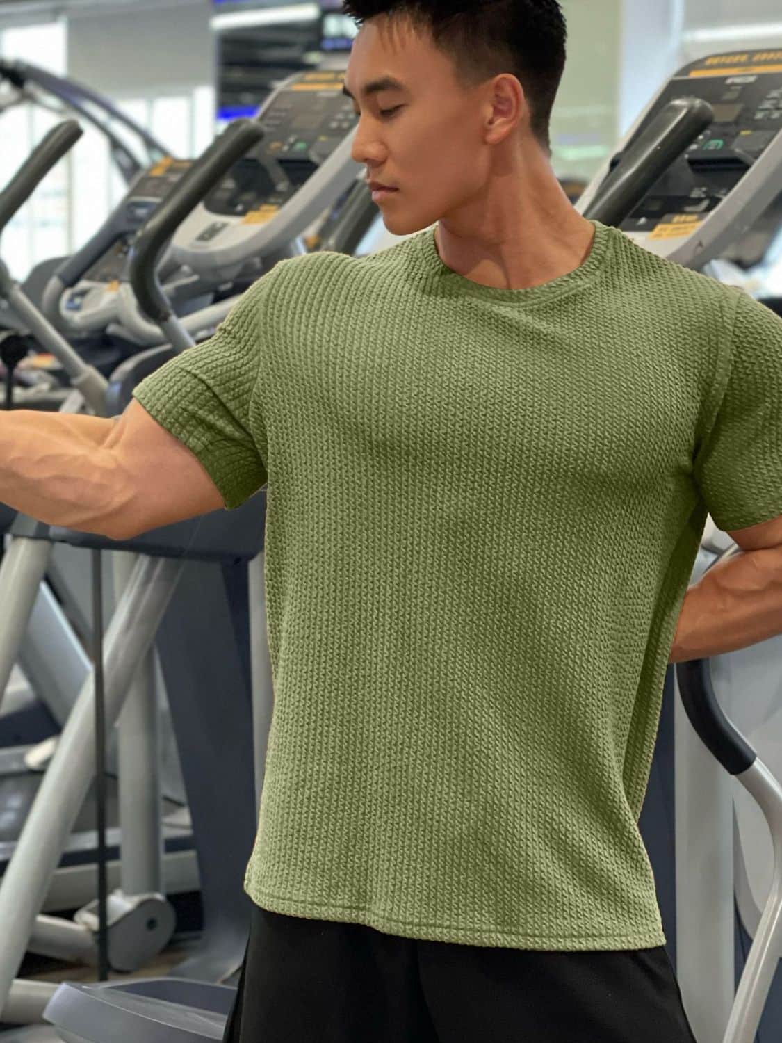 Men's Plus Size Round Neck Short Sleeve T-Shirt Matcha Green / M