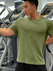 Men's Plus Size Round Neck Short Sleeve T-Shirt Matcha Green / M