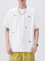 Men's Plus Size Round Neck Short Sleeve T-Shirt Off-white / M