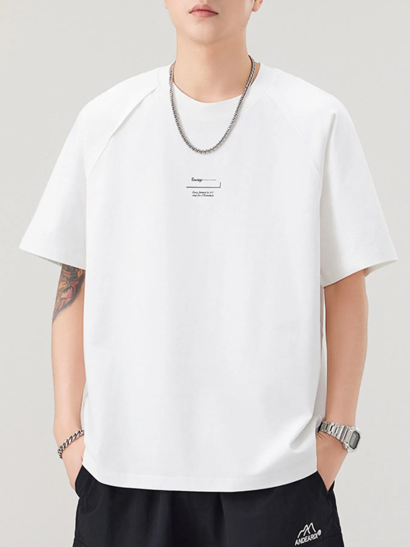Men's Plus Size Round Neck Short Sleeve T-Shirt Off-white / M