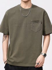 Men's Plus Size Round Neck Short Sleeve T-Shirt Olive Green / M