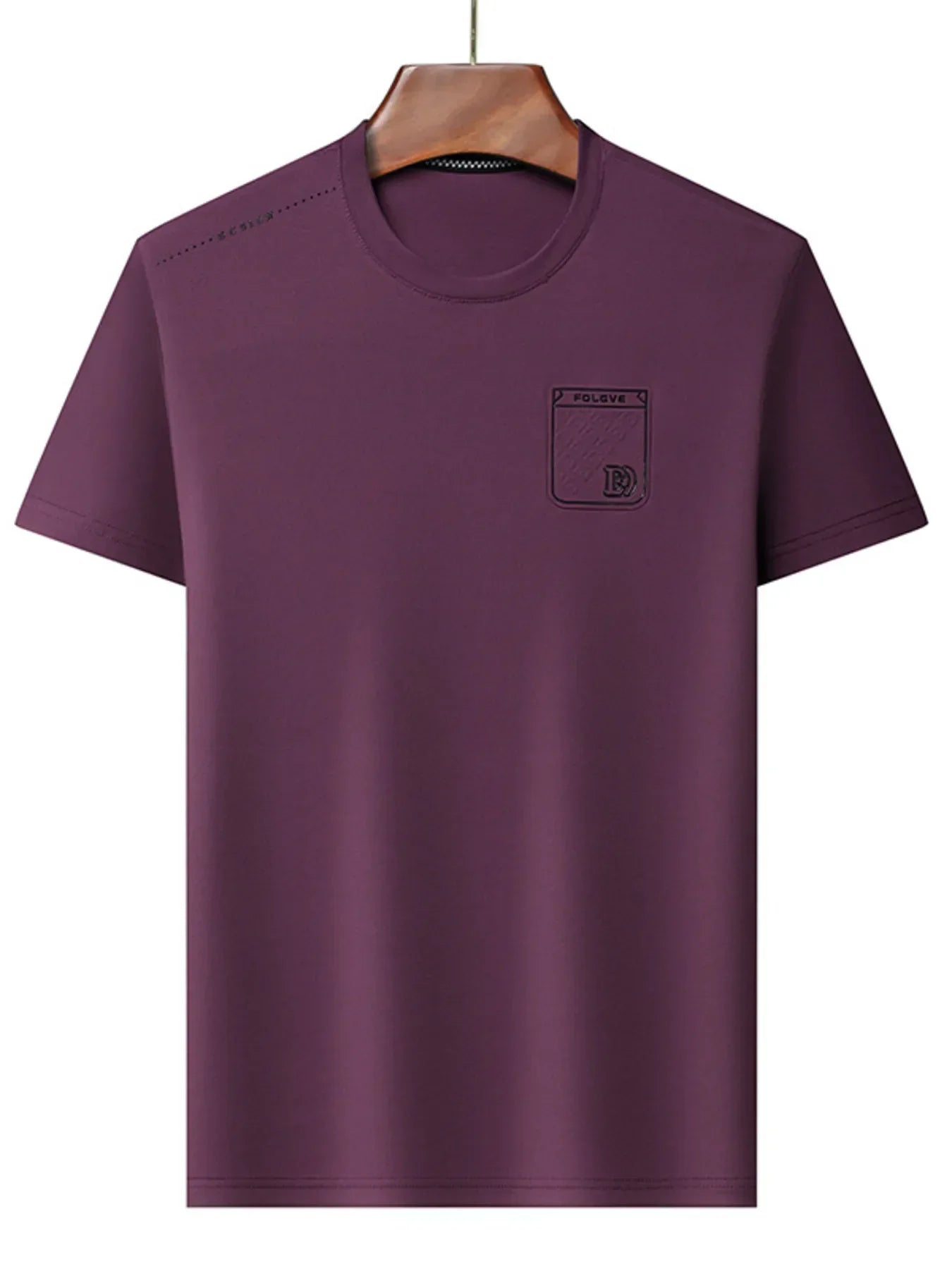 Men's Plus Size Round Neck Short Sleeve T-Shirt Plum Purple / M
