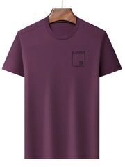 Men's Plus Size Round Neck Short Sleeve T-Shirt Plum Purple / M