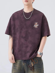 Men's Plus Size Round Neck Short Sleeve T-Shirt Purple / M