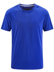 Men's Plus Size Round Neck Short Sleeve T-Shirt Royal Blue / M
