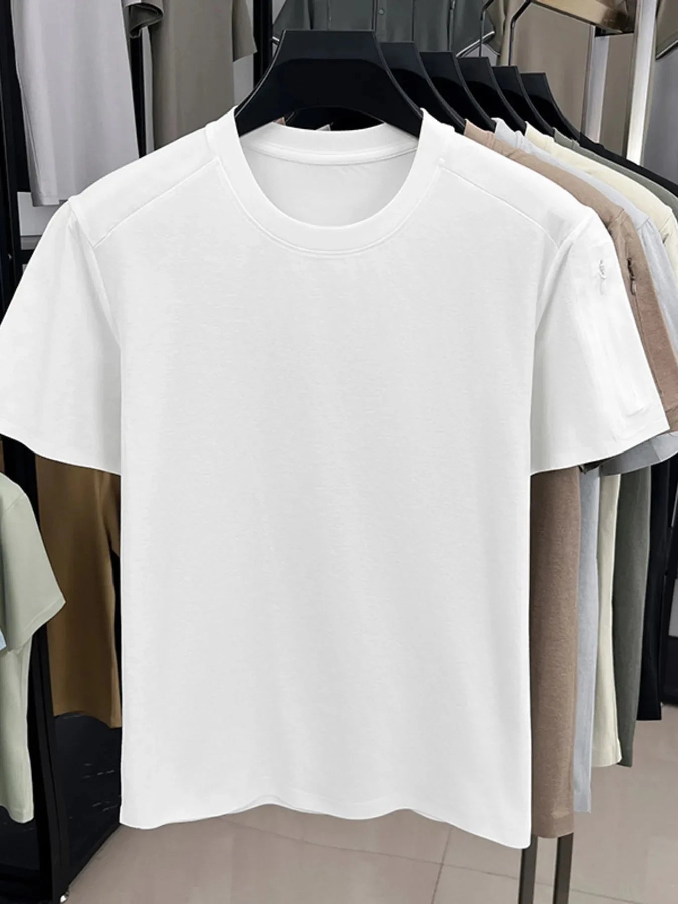 Men's Plus Size Round Neck Short Sleeve T-Shirt White / M