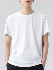 Men's Plus Size Round Neck Short Sleeve T-Shirt White / M