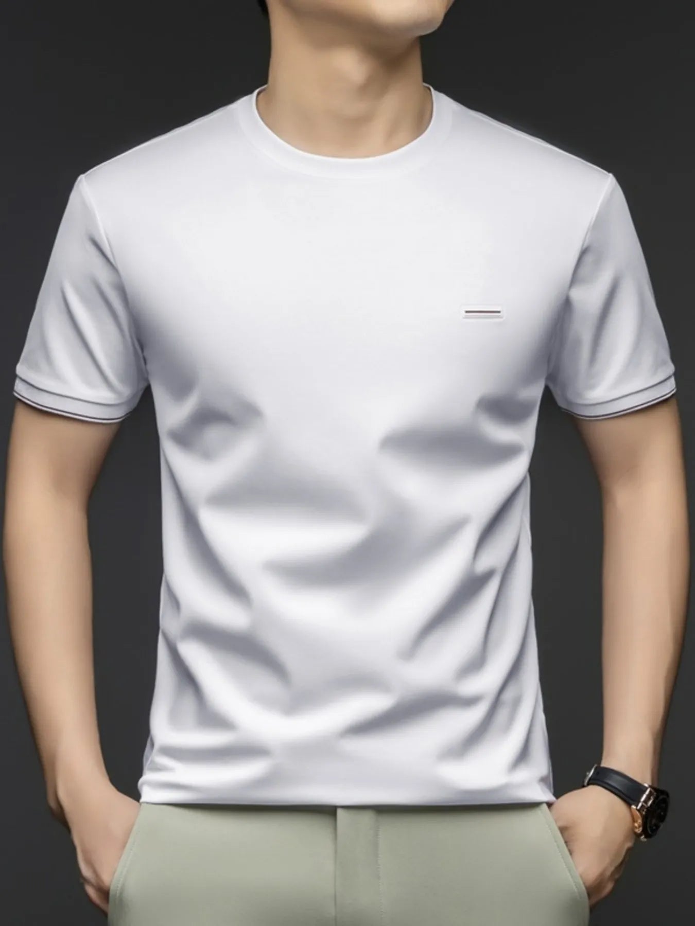 Men's Plus Size Round Neck Short Sleeve T-Shirt White / M