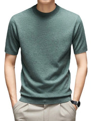 Men's Plus Size Round Neck Short Sleeve Top Bean Green / M