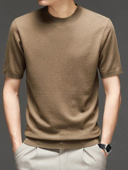 Men's Plus Size Round Neck Short Sleeve Top Khakis / M