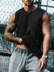 Men's Plus Size Round Neck Tank Black / M