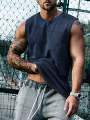 Men's Plus Size Round Neck Tank Navy Blue / M