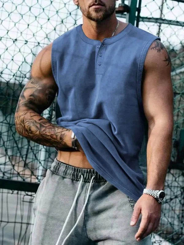 Men's Plus Size Round Neck Tank Royal Blue / M
