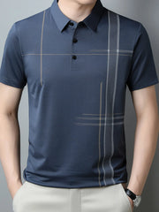 Men's Plus Size Short Sleeve Business Casual Polo Shirt Dark Gray / M