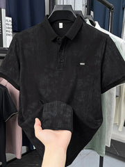 Men's Plus Size Short Sleeve Button Detail Polo Black / M