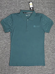 Men's Plus Size Short Sleeve Button Detail Polo Cyan / M