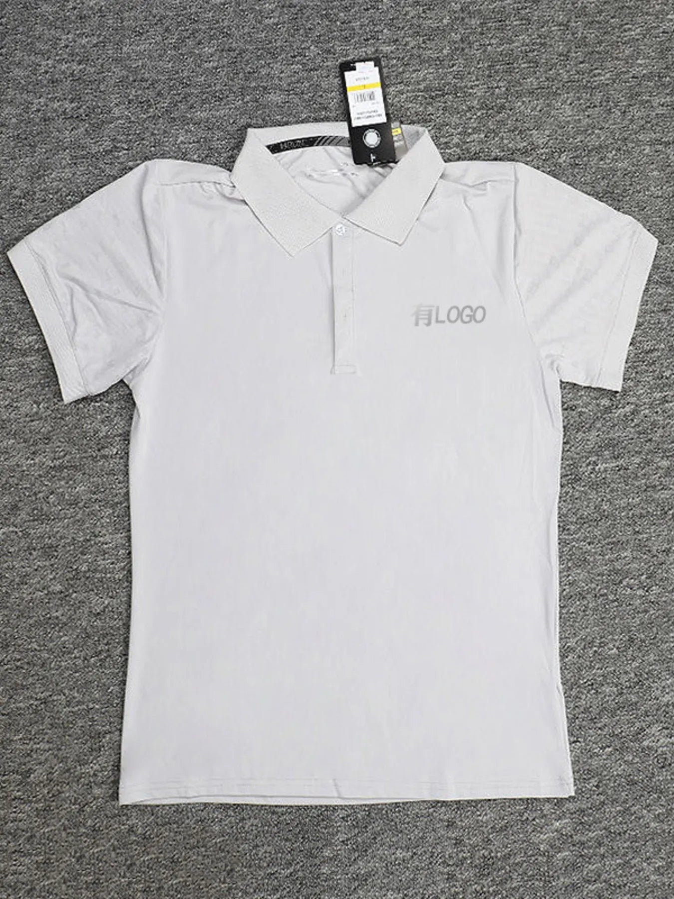 Men's Plus Size Short Sleeve Button Detail Polo Light Gray / M