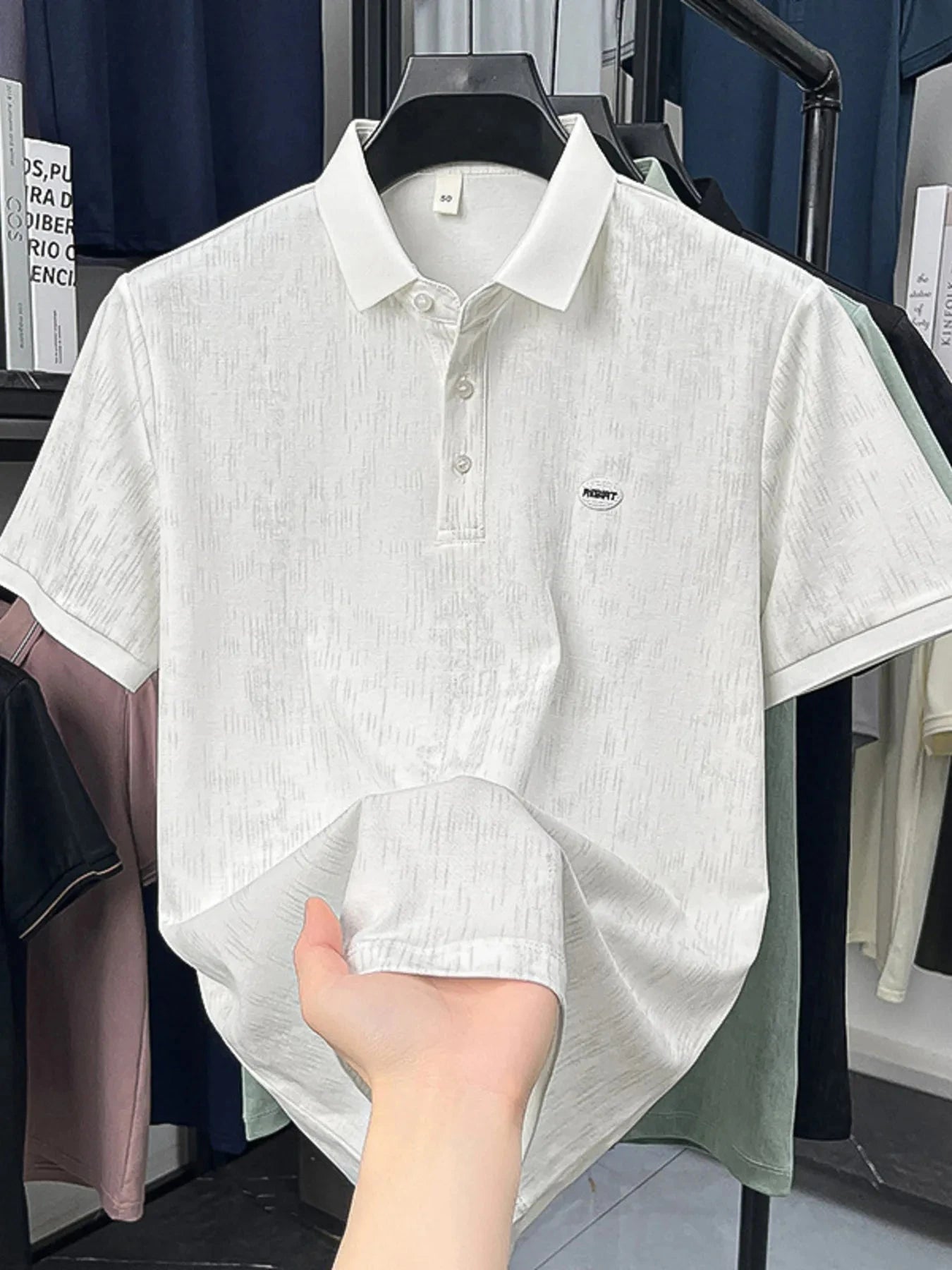 Men's Plus Size Short Sleeve Button Detail Polo White / M