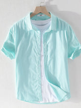 Men's Plus Size Short Sleeve Button-Up Shirt Bean Green / M
