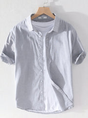 Men's Plus Size Short Sleeve Button-Up Shirt Grey / M