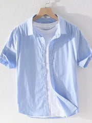 Men's Plus Size Short Sleeve Button-Up Shirt Sky Blue / M