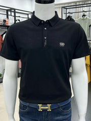Men's Plus Size Short Sleeve Textured Polo Black / M