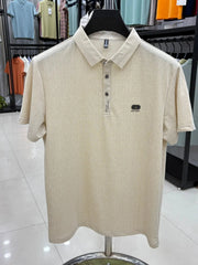 Men's Plus Size Short Sleeve Textured Polo Khaki / M