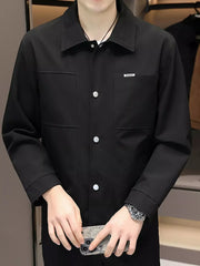 Men's Plus Size Snap Down Long Sleeve Jacket