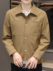 Men's Plus Size Snap Down Long Sleeve Jacket