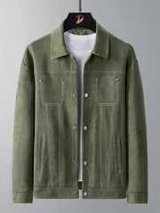 Men's Plus Size Snap Down Long Sleeve Jacket Army Green / M