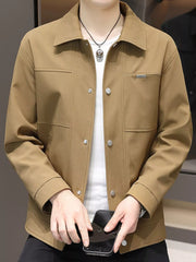 Men's Plus Size Snap Down Long Sleeve Jacket Caramel / M