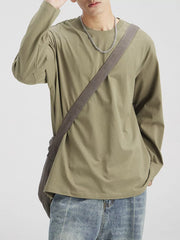 Men's Plus Size Solid Color Casual Long Sleeve T-Shirt