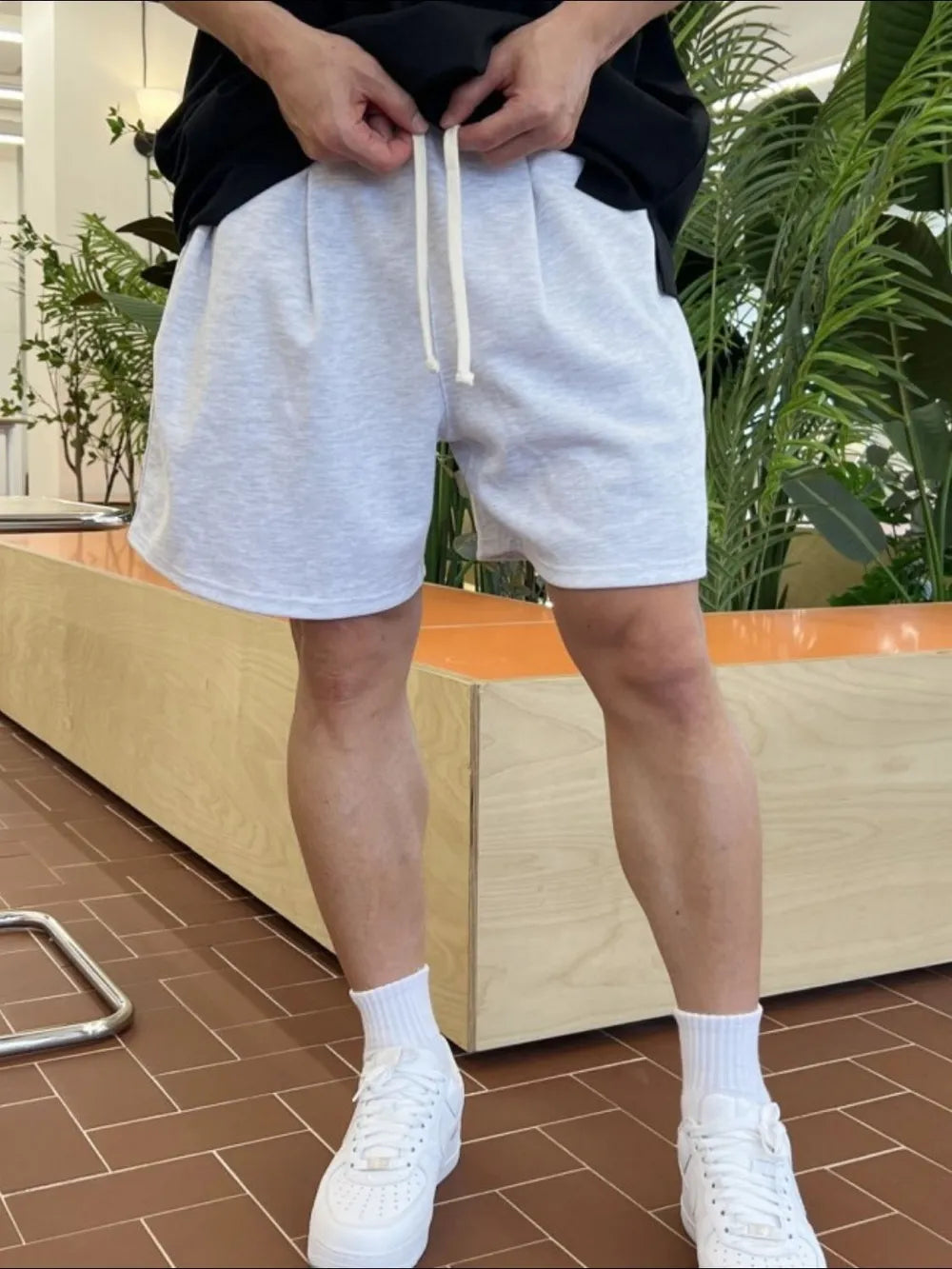 Men's Plus Size Solid Drawstring Shorts