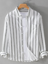 Men's Plus Size Striped Button-Down Shirt White / M