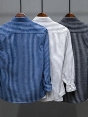 Men's Plus Size Striped Button Up Long Sleeve Shirt