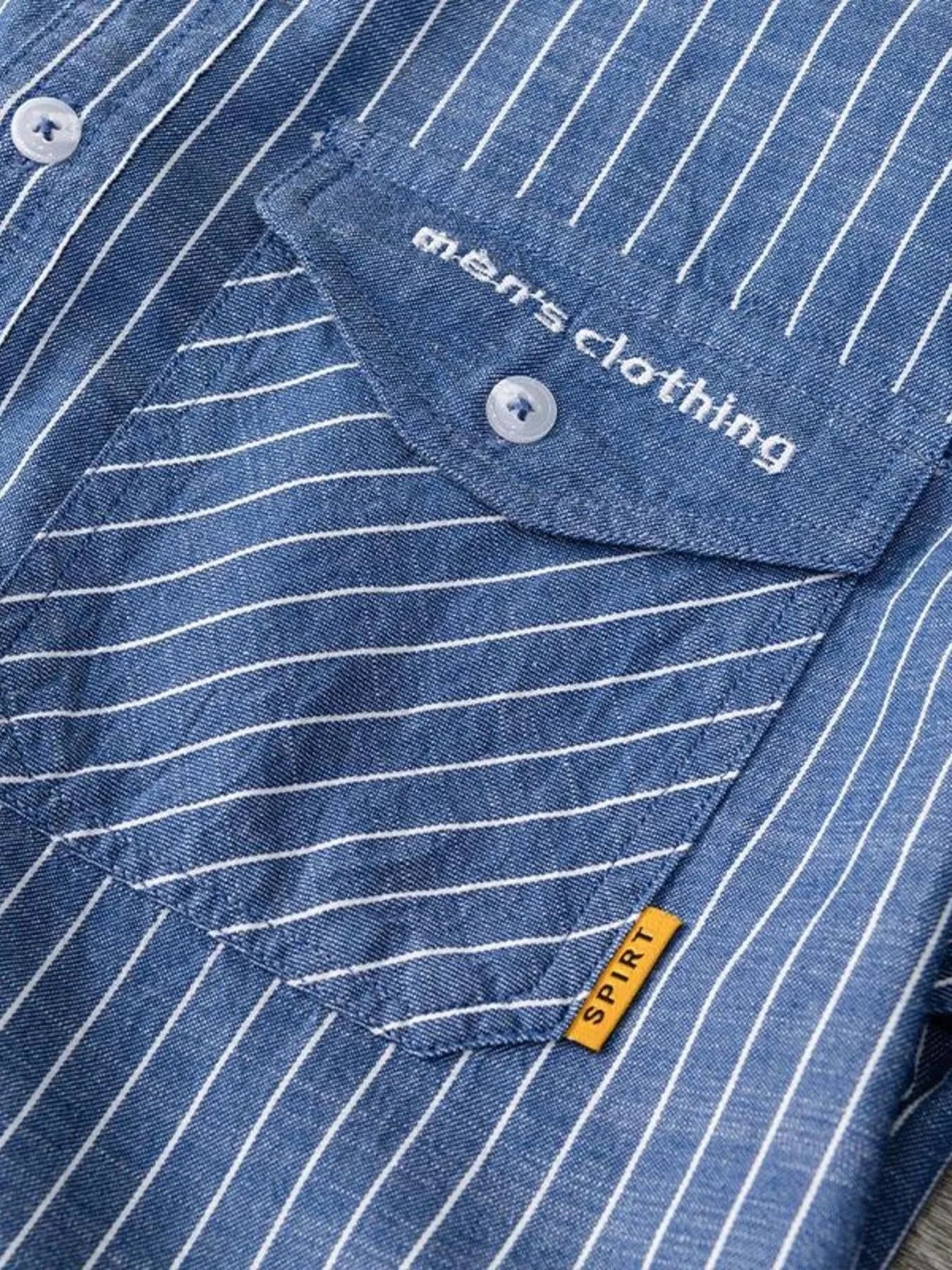 Men's Plus Size Striped Button Up Long Sleeve Shirt