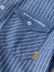 Men's Plus Size Striped Button Up Long Sleeve Shirt