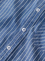 Men's Plus Size Striped Button Up Long Sleeve Shirt
