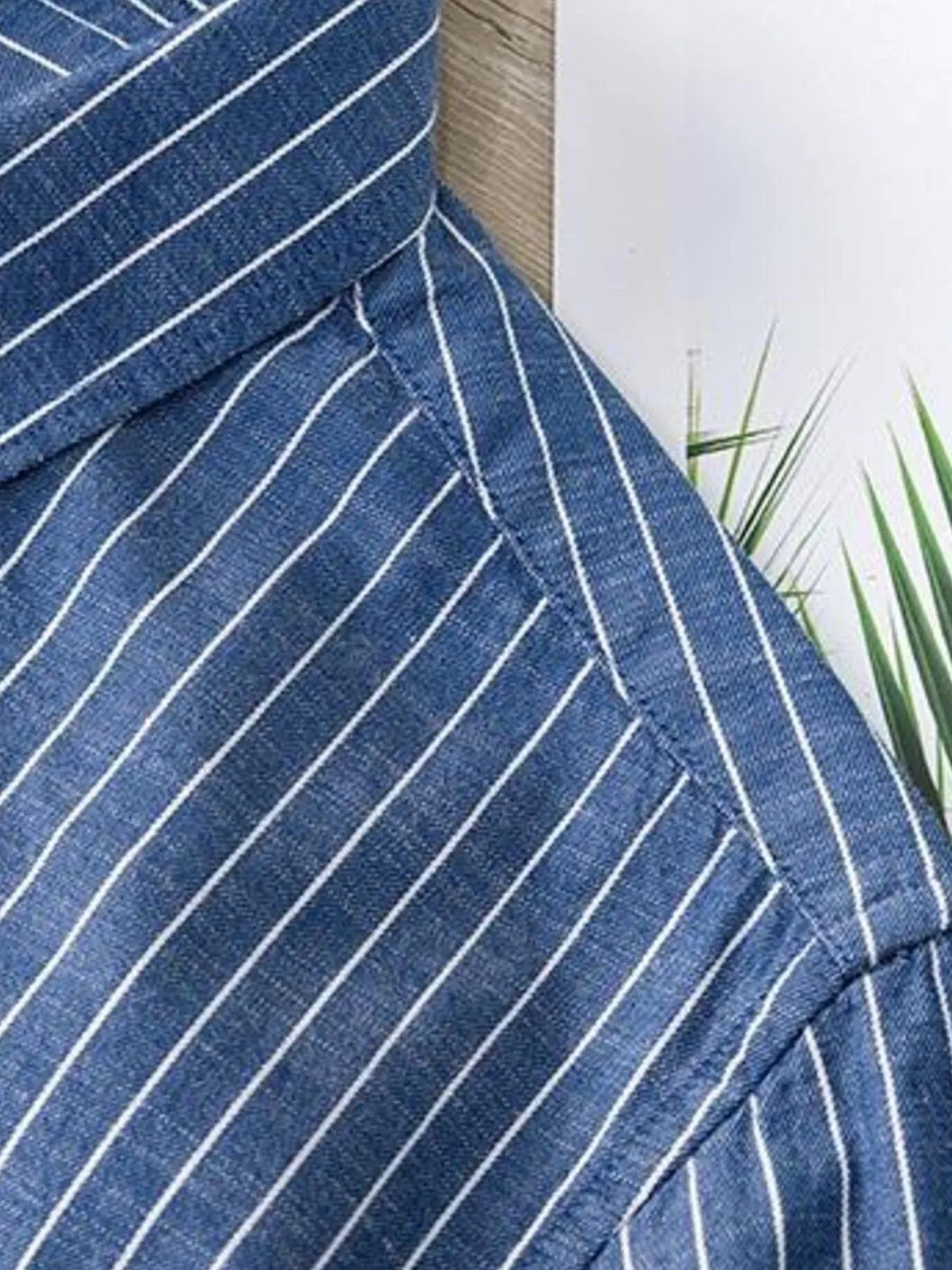 Men's Plus Size Striped Button Up Long Sleeve Shirt