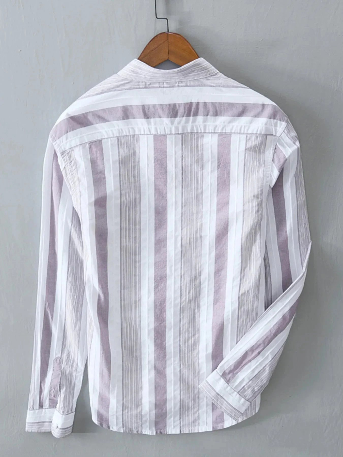 Men's Plus Size Striped Button Up Long Sleeve Shirt