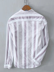 Men's Plus Size Striped Button Up Long Sleeve Shirt