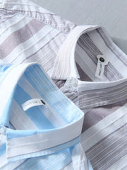 Men's Plus Size Striped Button Up Long Sleeve Shirt