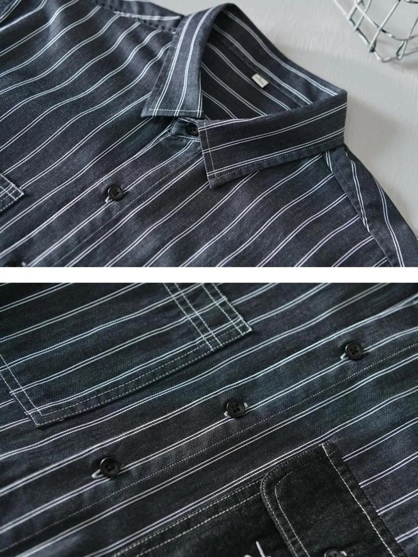 Men's Plus Size Striped Button Up Long Sleeve Shirt