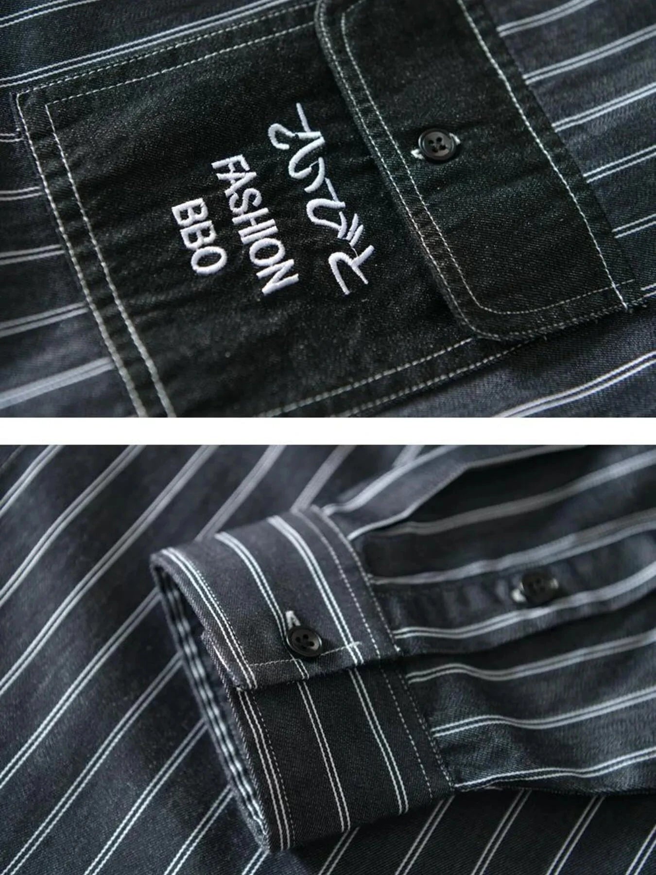 Men's Plus Size Striped Button Up Long Sleeve Shirt