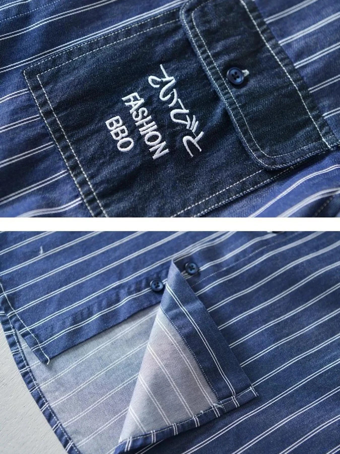 Men's Plus Size Striped Button Up Long Sleeve Shirt