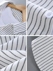 Men's Plus Size Striped Button Up Long Sleeve Shirt
