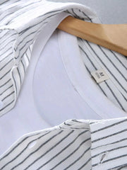 Men's Plus Size Striped Button Up Long Sleeve Shirt