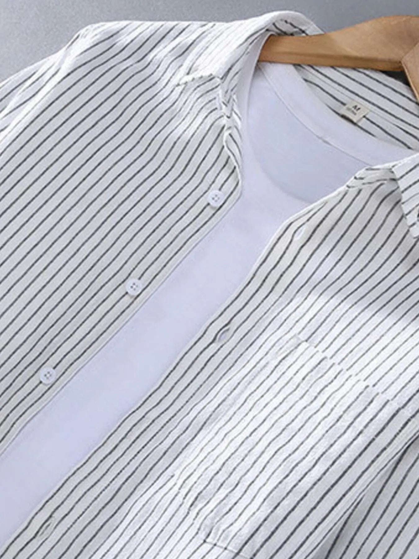 Men's Plus Size Striped Button Up Long Sleeve Shirt