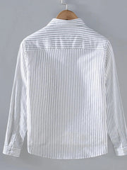 Men's Plus Size Striped Button Up Long Sleeve Shirt