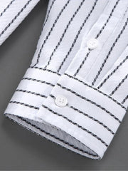 Men's Plus Size Striped Button Up Long Sleeve Shirt